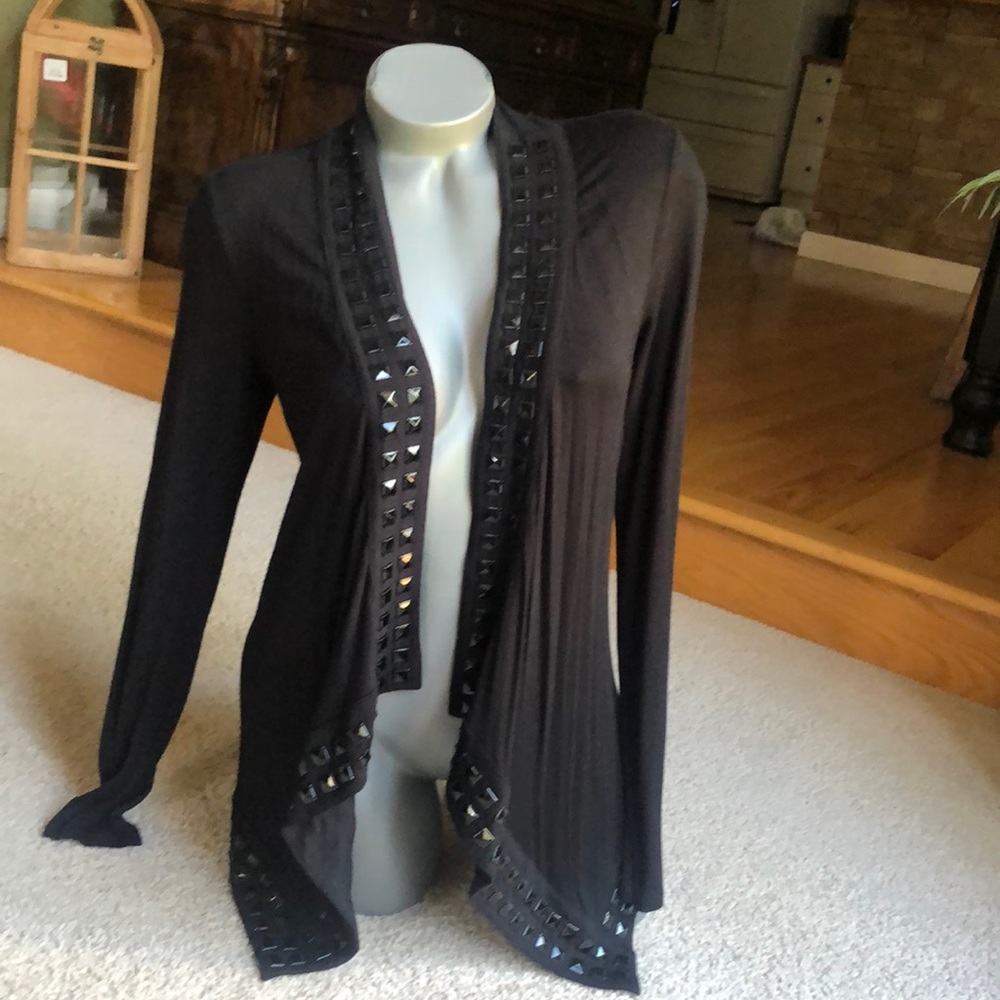 Guess Open Front Drape Cardigan With Black Gems - image 1